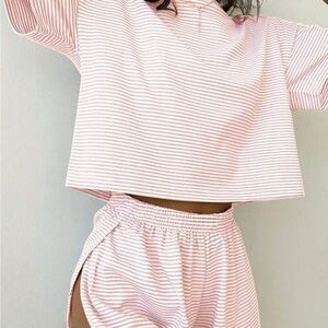 Pink Striped Two-Piece Set Pajamas